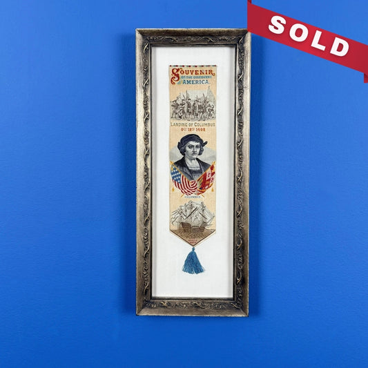 1893 World’s Columbian Exposition Silk Woven Bookmark — Framed