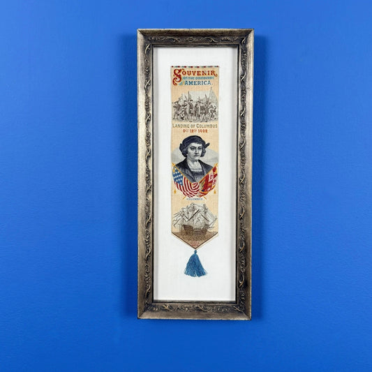 1893 World’s Columbian Exposition Silk Woven Bookmark — Framed