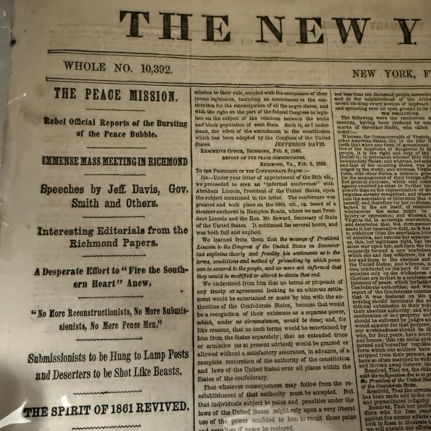 Collection of 34 Civil War Daily Newspapers and Weeklies in an archival box — 1855 - 1865