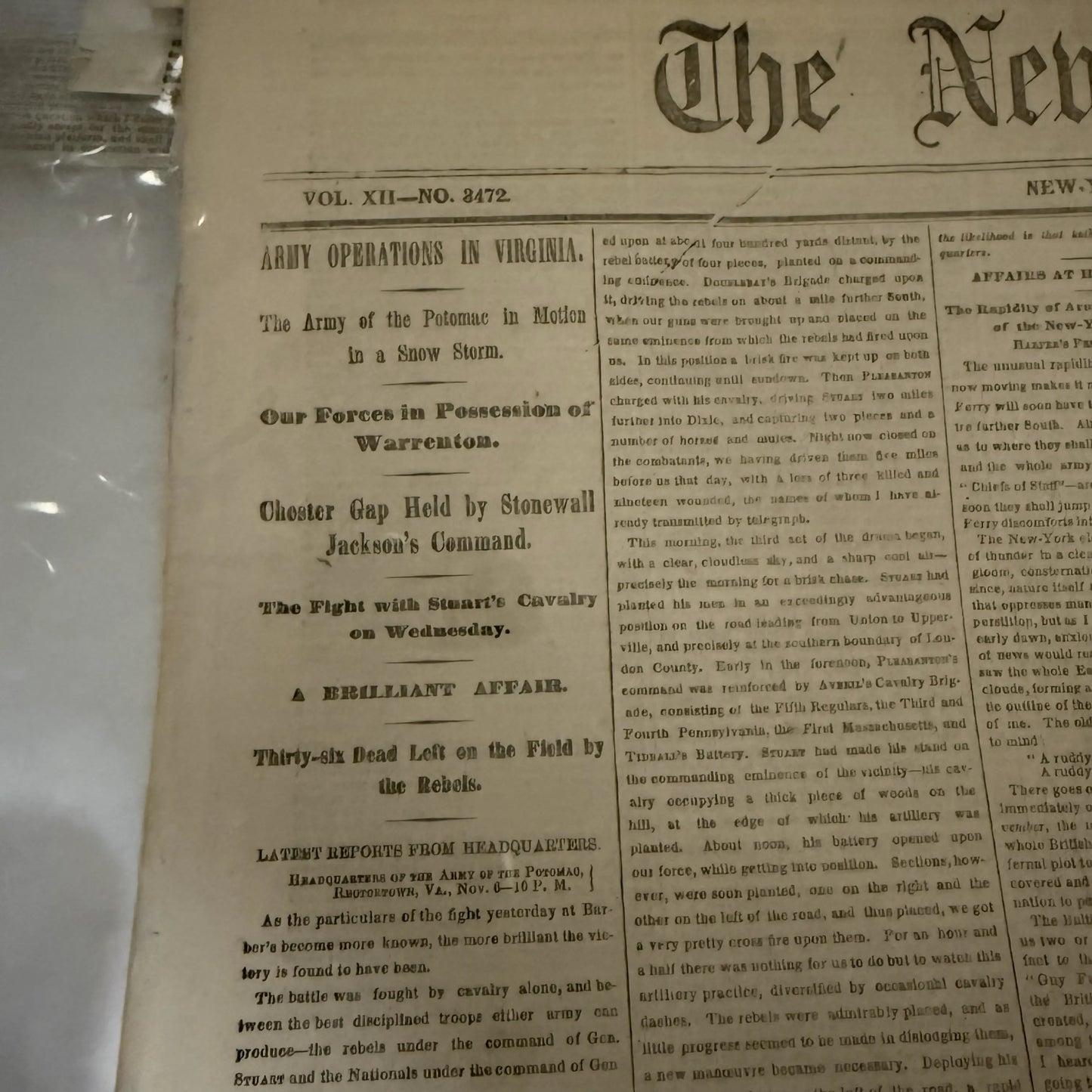 Collection of 34 Civil War Daily Newspapers and Weeklies in an archival box — 1855 - 1865