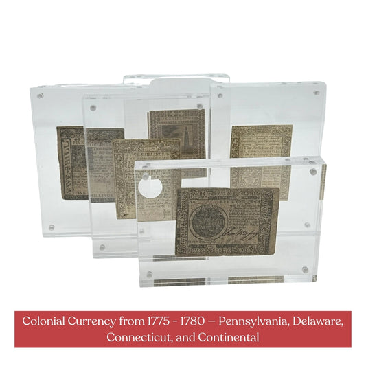 Colonial Currency from 1775 - 1780 — Pennsylvania, Delaware, Connecticut, and Continental Currency