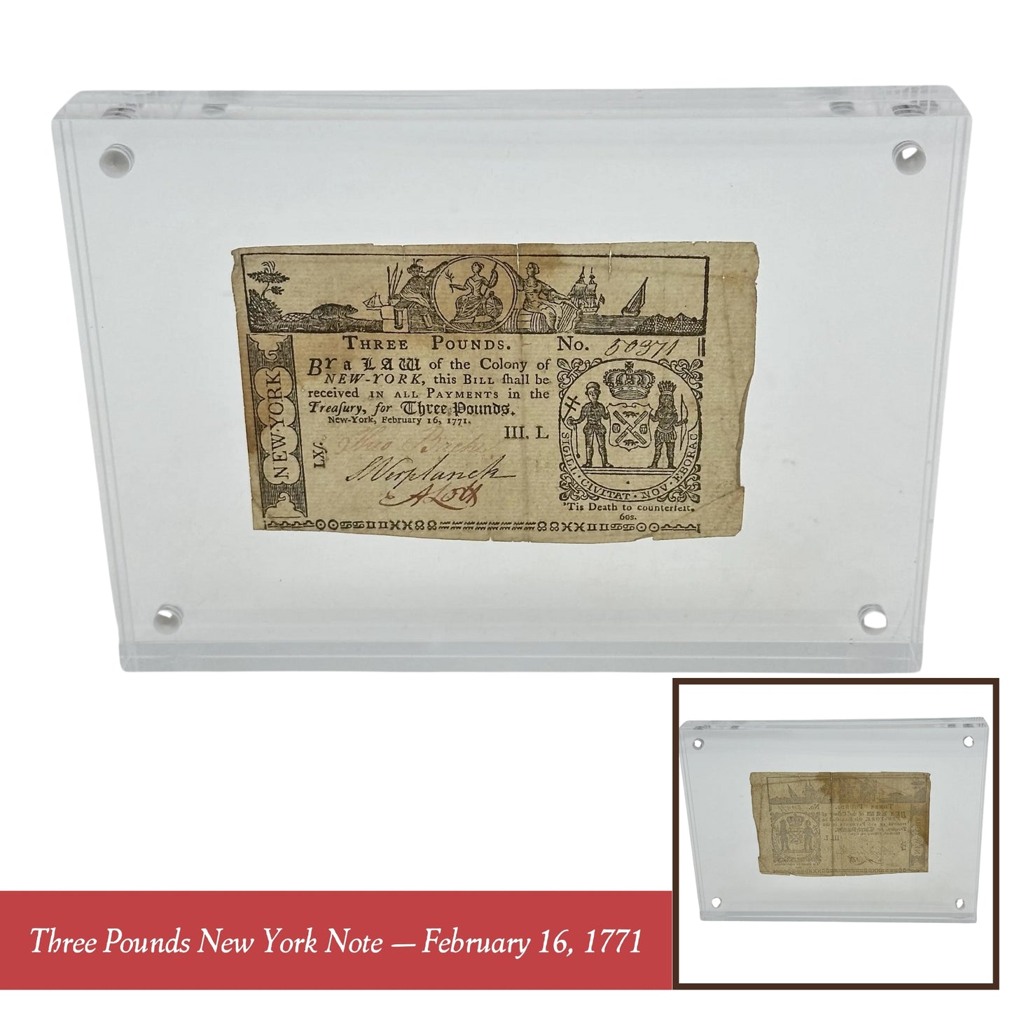 Four Colonial Currency Notes from 1771 to 1816