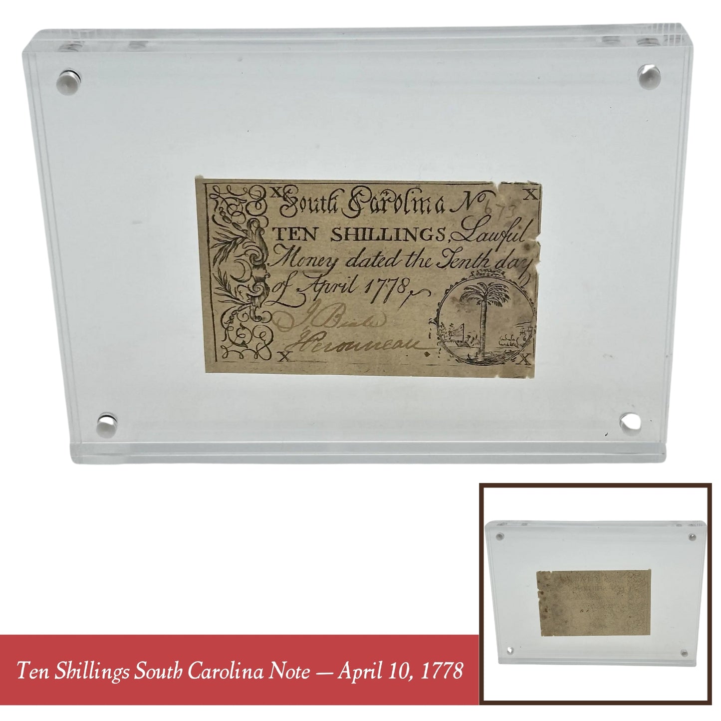 Ten Shillings South Carolina Note (April 10, 1778) — From The History List Store