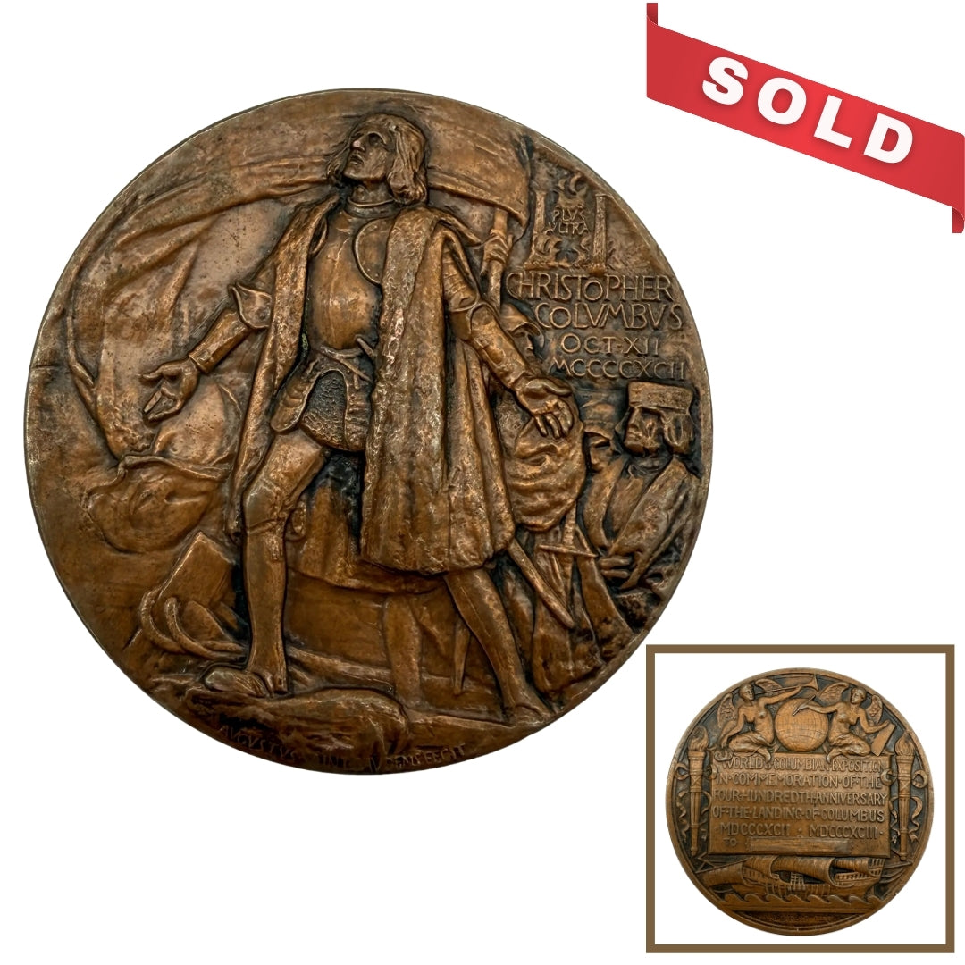 1893 Chicago World's Fair & Columbian Exposition Bronze Award Medal — Augustus Saint-Gaudens