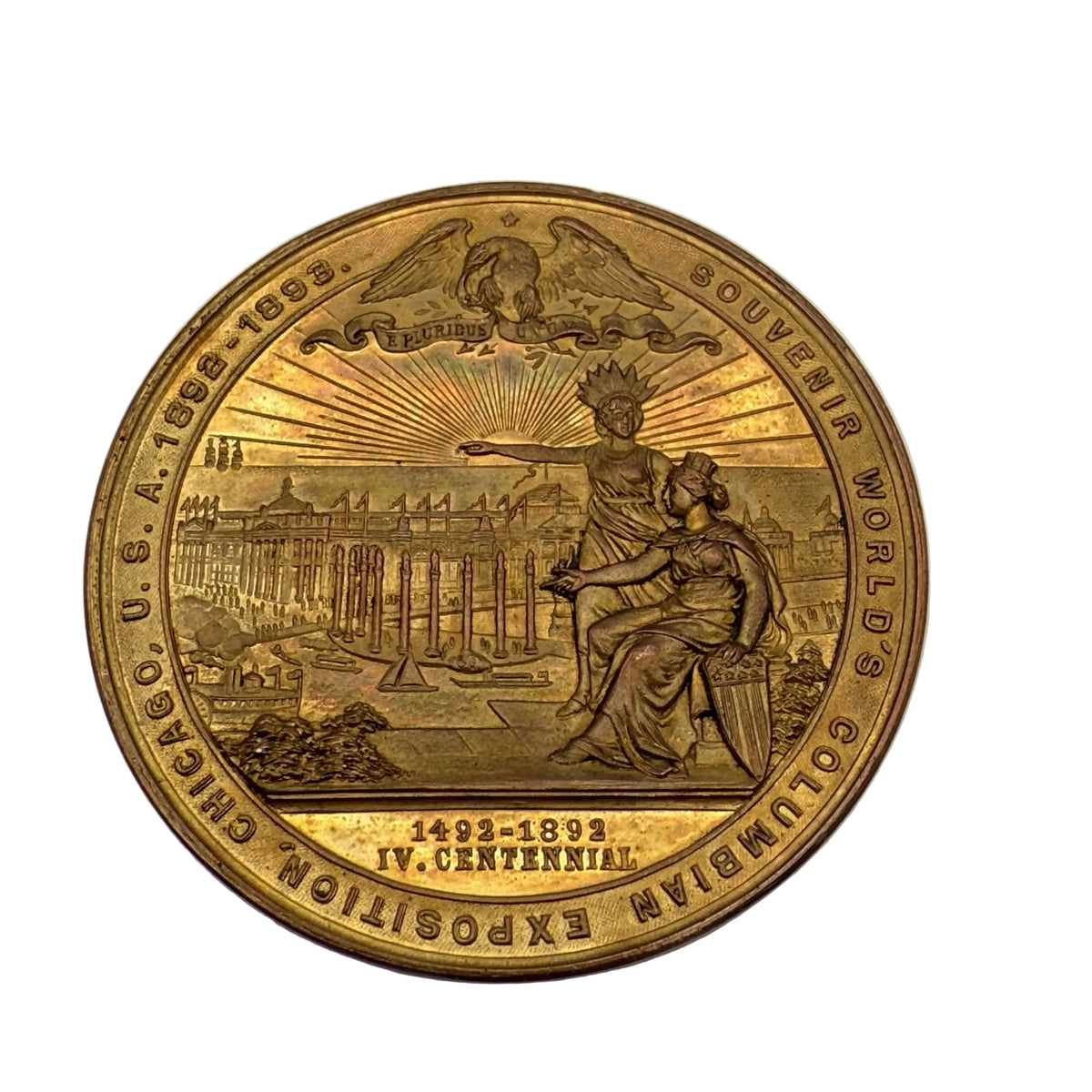 Back of World’s Columbian Exposition Souvenir Medals in Gold gilt from The History List Rare Finds