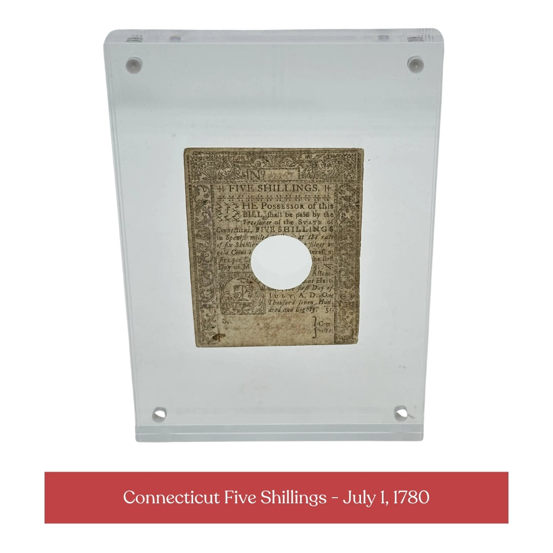 Connecticut Five Shillings - July 1, 1780 - Hole cancelled