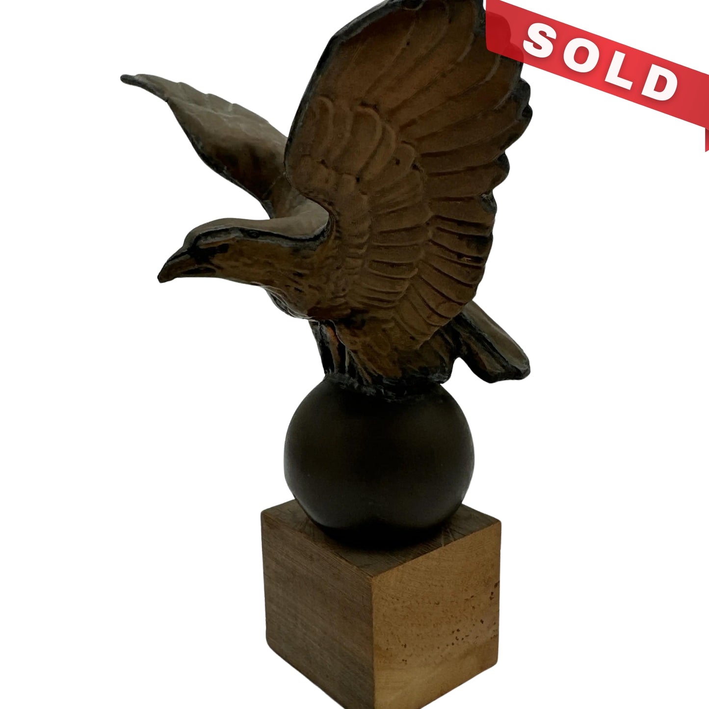 Hand hammered copper eagle flagpole topper