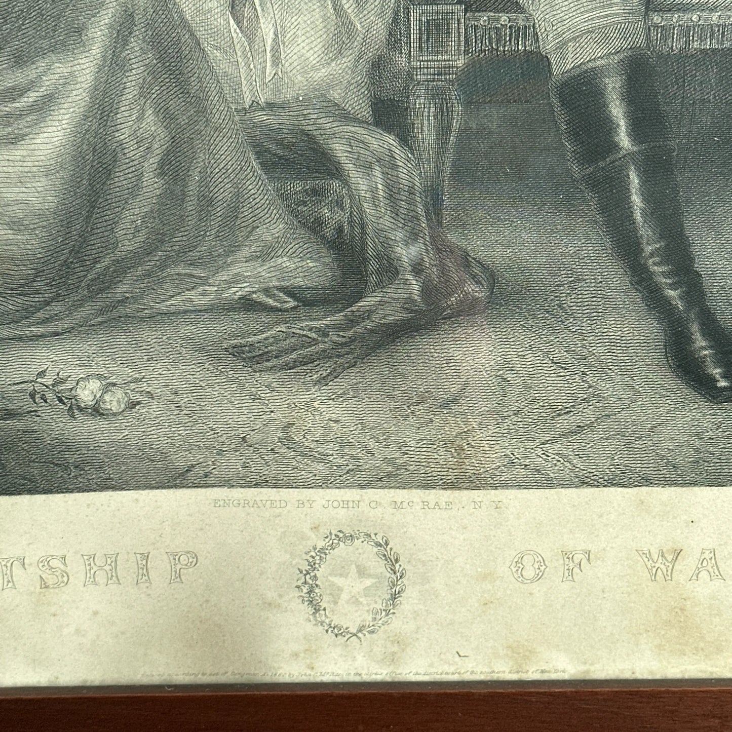 1860 "The Courtship of Washington" Engraving by John C. McRae — Framed