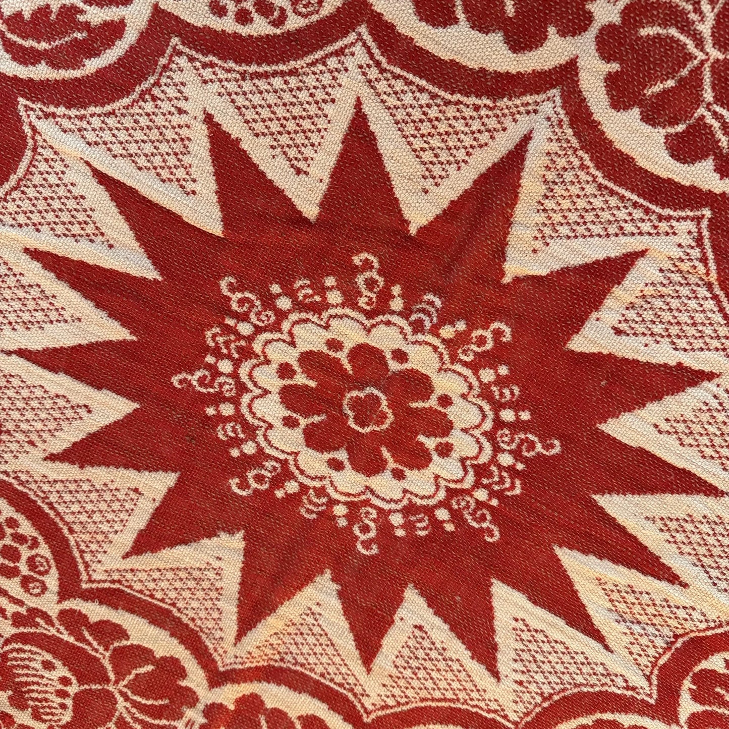 Jacquard-Woven Coverlet with starburst design