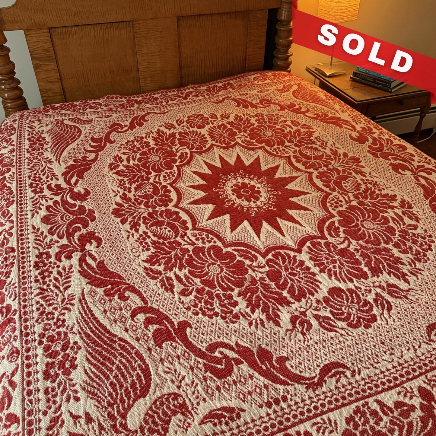 Jacquard-Woven Coverlet with starburst design