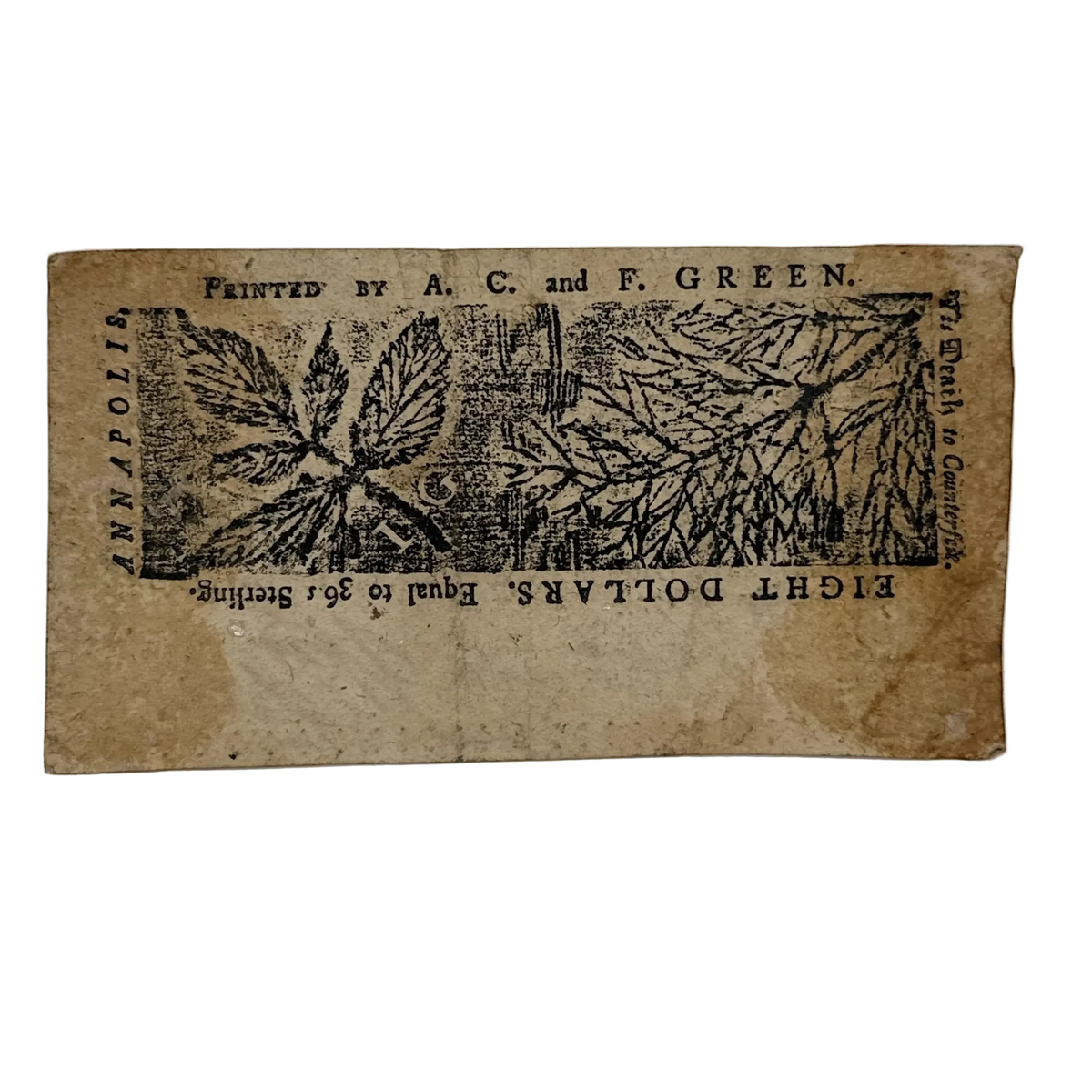 Colonial Currency — Maryland — April 10, 1774 — $8