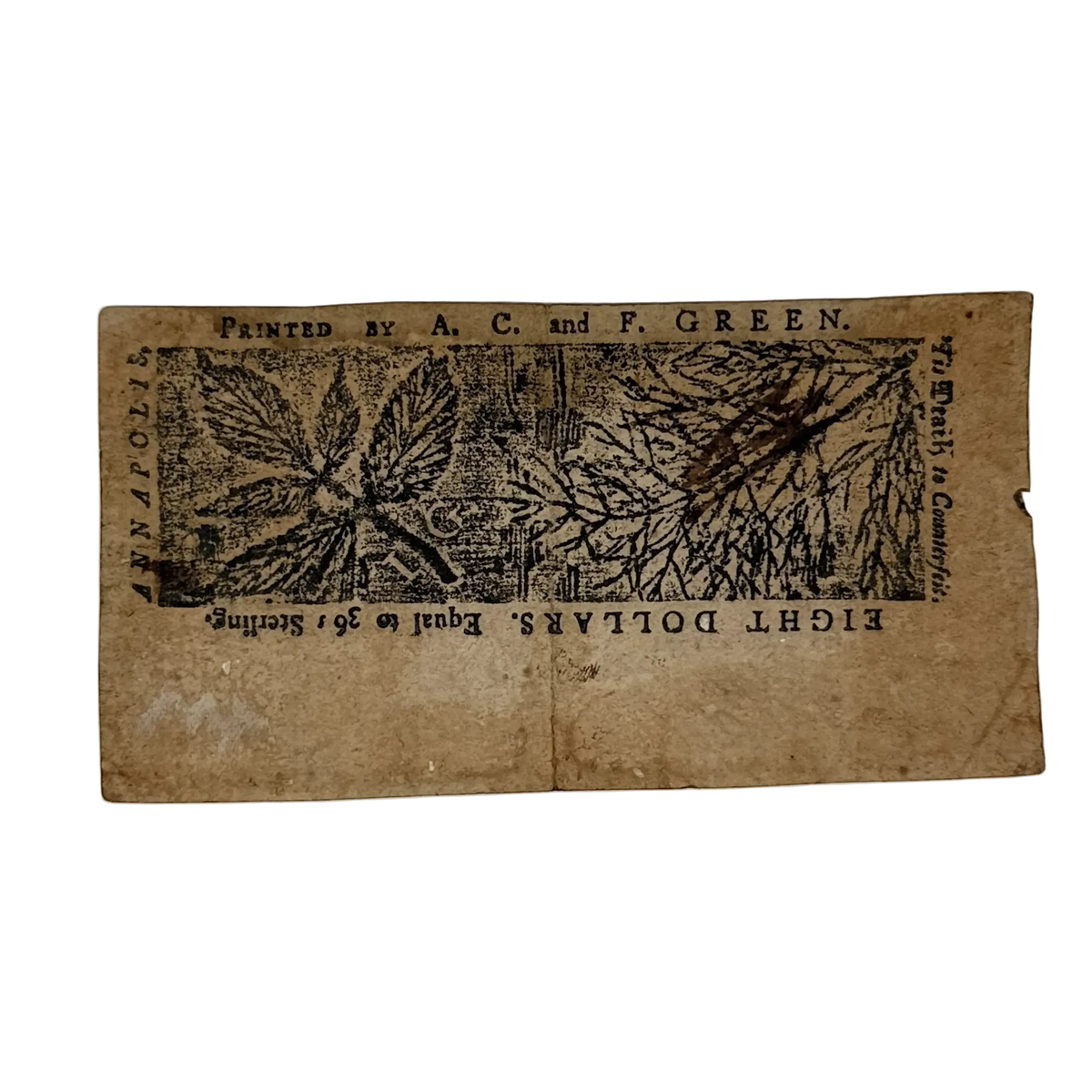 Colonial Currency — Maryland — April 10, 1774 — $8