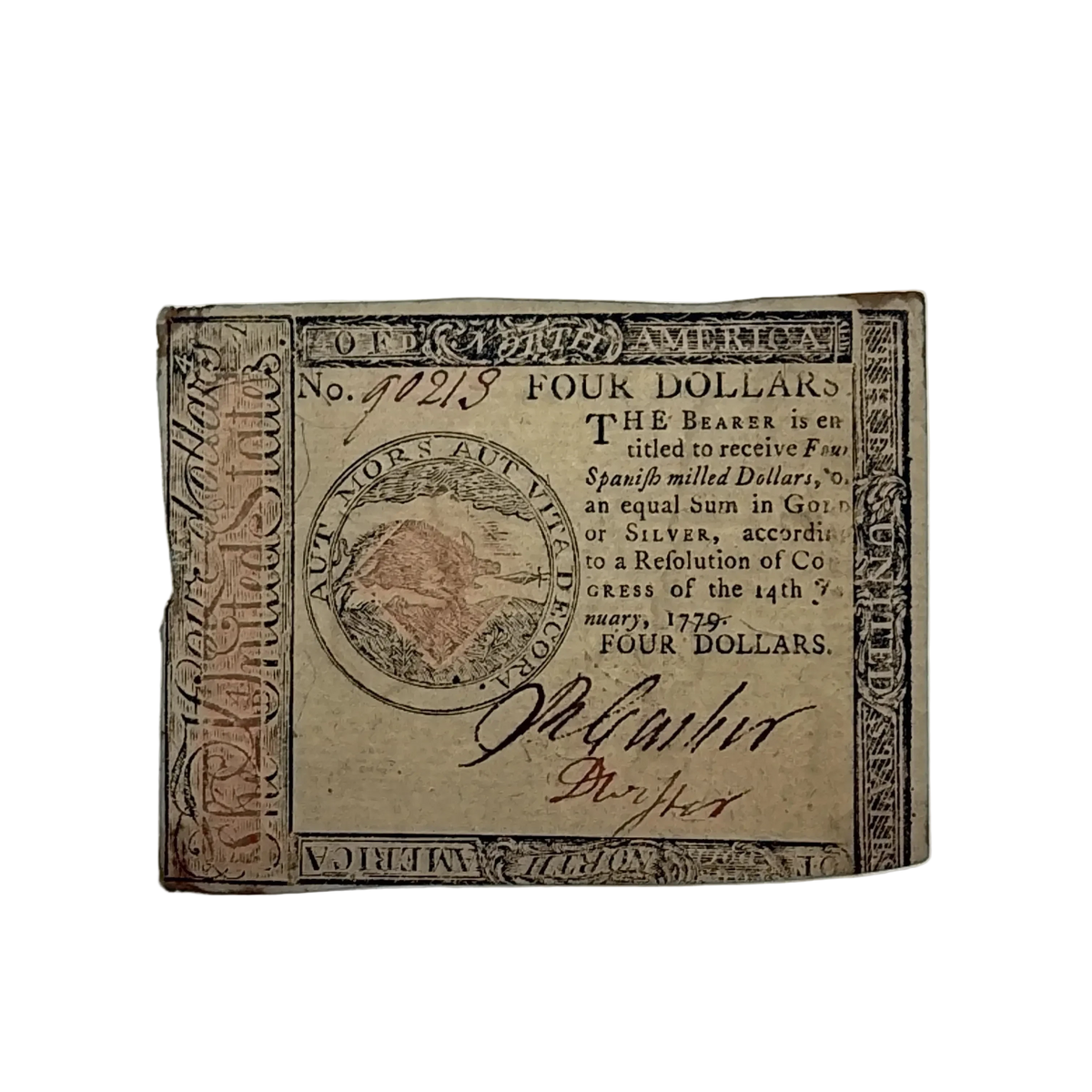 Continental Currency — Spanish-milled $4 — January 14, 1779