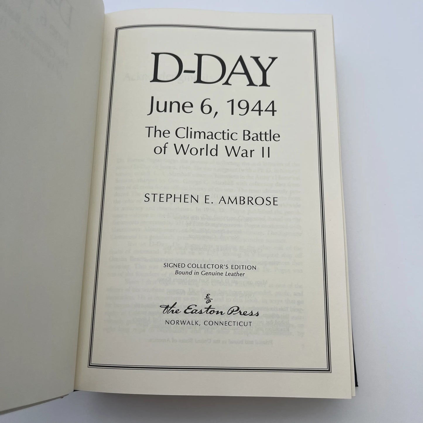 "D-Day, June 6, 1944" Signed by Stephen E. Ambrose - Leather-bound, gilt-edged Easton Press edition 5