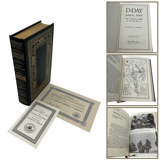 "D-Day, June 6, 1944" Signed by Stephen E. Ambrose - Leather-bound, gilt-edged Easton Press edition 5