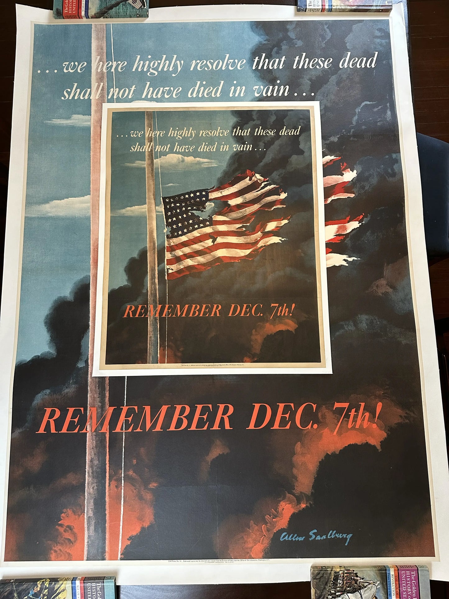 Original "Remember Dec. 7th!" WWII Posters — Linen backed — Two sizes, one very large