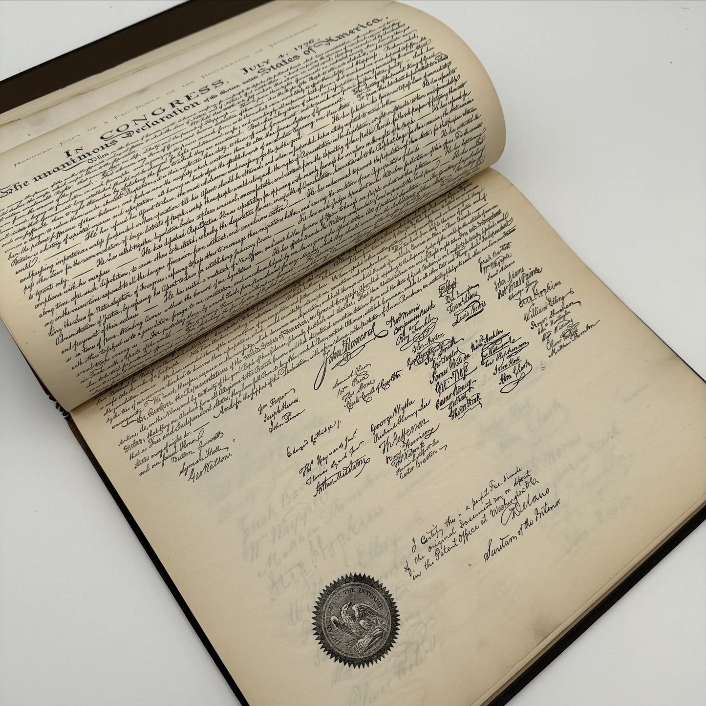 "Declaration Of Independence & Washington's Farewell Address" — 1876 — Gilt Presentation Volume for the Centennial