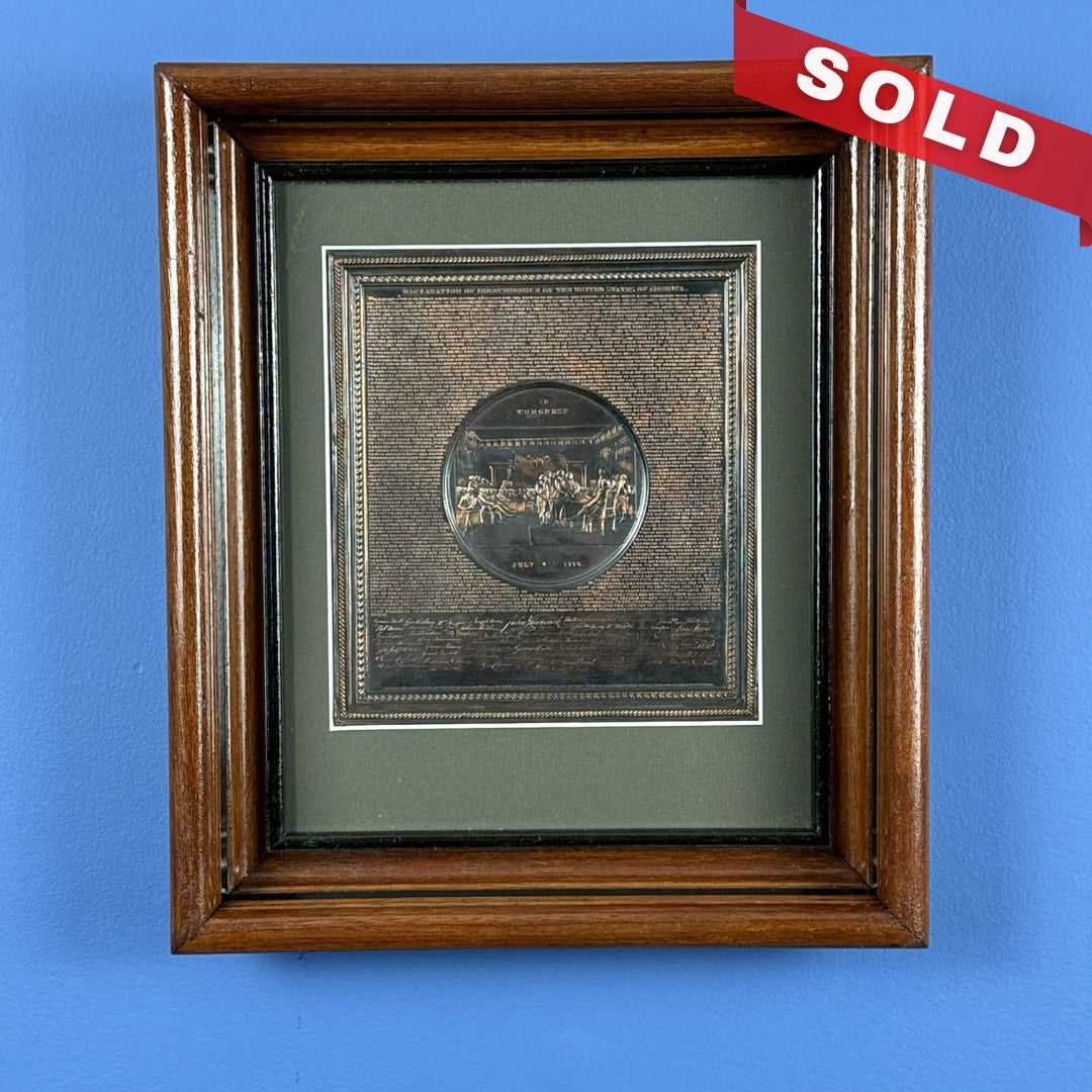 Declaration of Independence Embossed Copper Plaque — 1859
