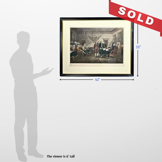 "Declaration of Independence July 4, 1776," engraved by W.L. Ormsby after John Trumbull — Framed