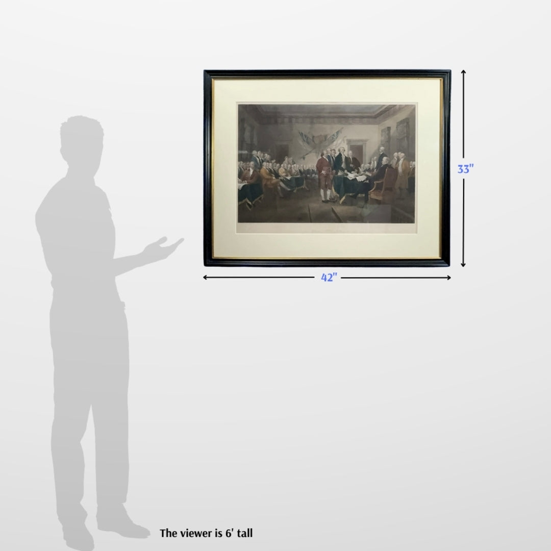 "Declaration of Independence July 4, 1776," engraved by W.L. Ormsby after John Trumbull — Framed