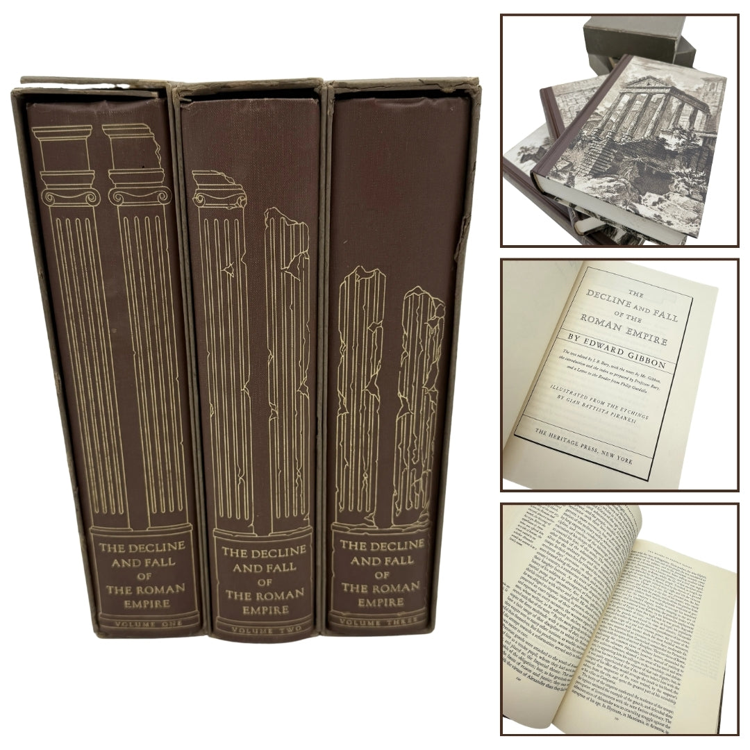 "The Decline and Fall of the Roman Empire" by Edward Gibbon — Three volume Heritage Press edition — 1946