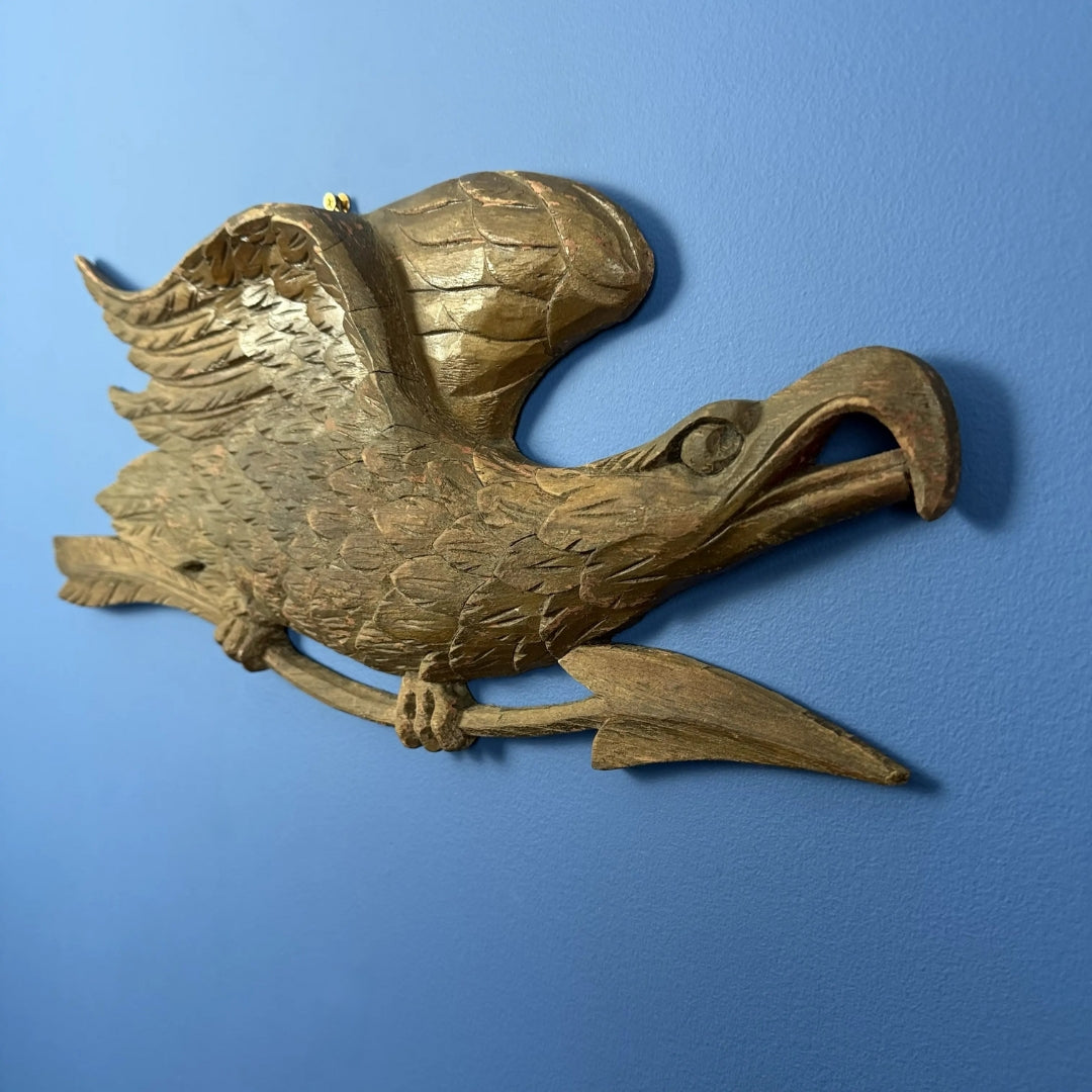 Carved American Eagle on Arrow — 22" wide