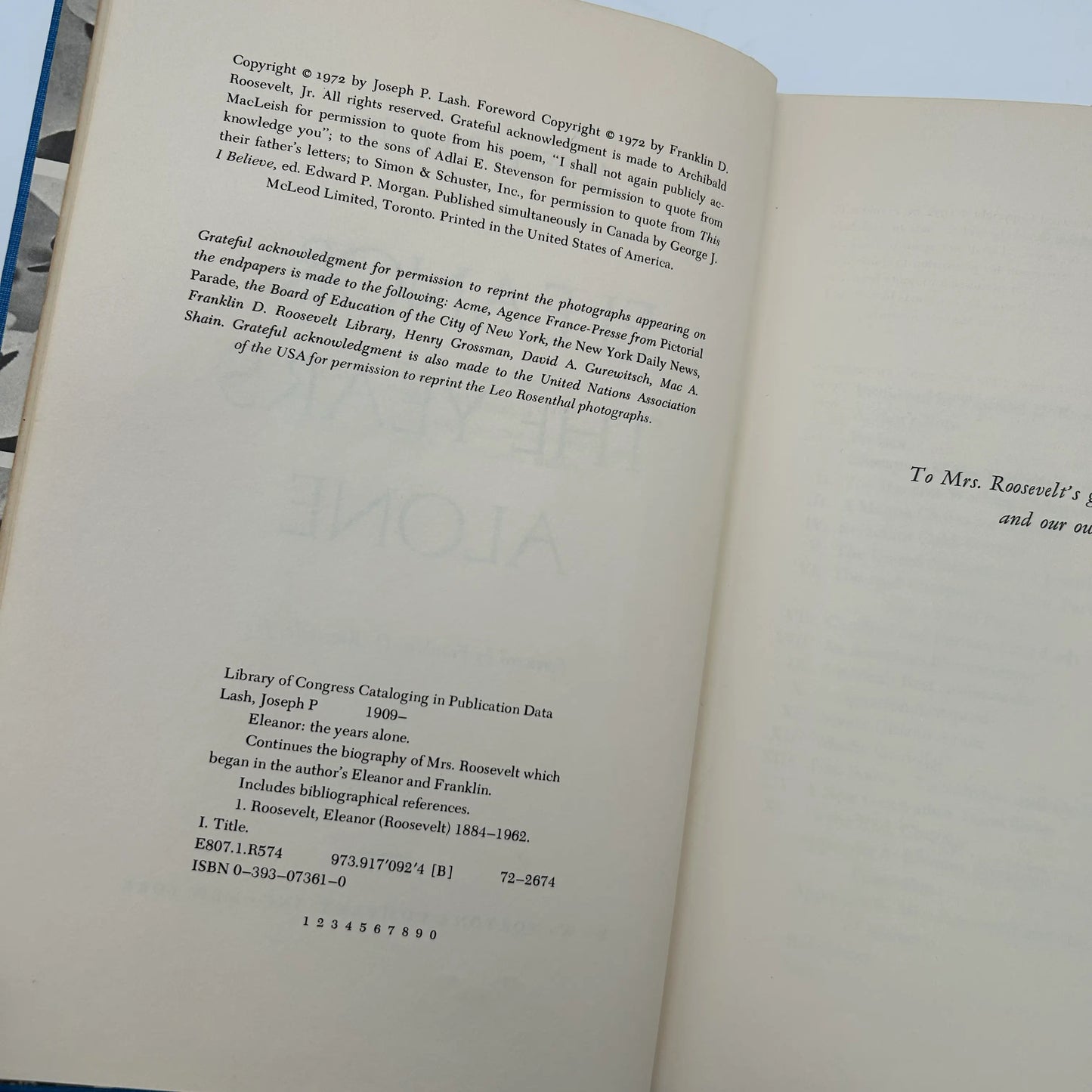 "Eleanor and Franklin" and "Eleanor: The Years Alone"by Joseph P. Lash