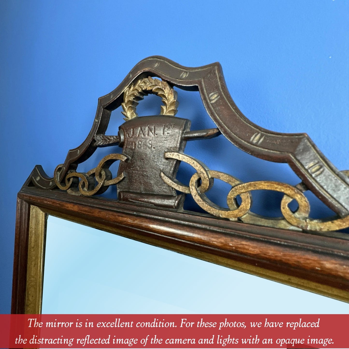 Carved Walnut mirror celebrating the Emancipation Proclamation