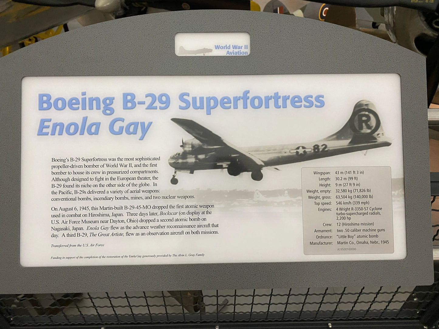 Enola Gay print signed by pilot Col. Paul Tibbets, navigator Capt. Theodore "Dutch" Van Kirk, and bombardier Maj. Thomas Ferebee — Framed