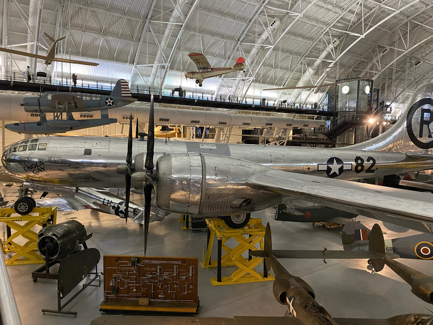 Enola Gay print signed by pilot Col. Paul Tibbets, navigator Capt. Theodore "Dutch" Van Kirk, and bombardier Maj. Thomas Ferebee — Framed