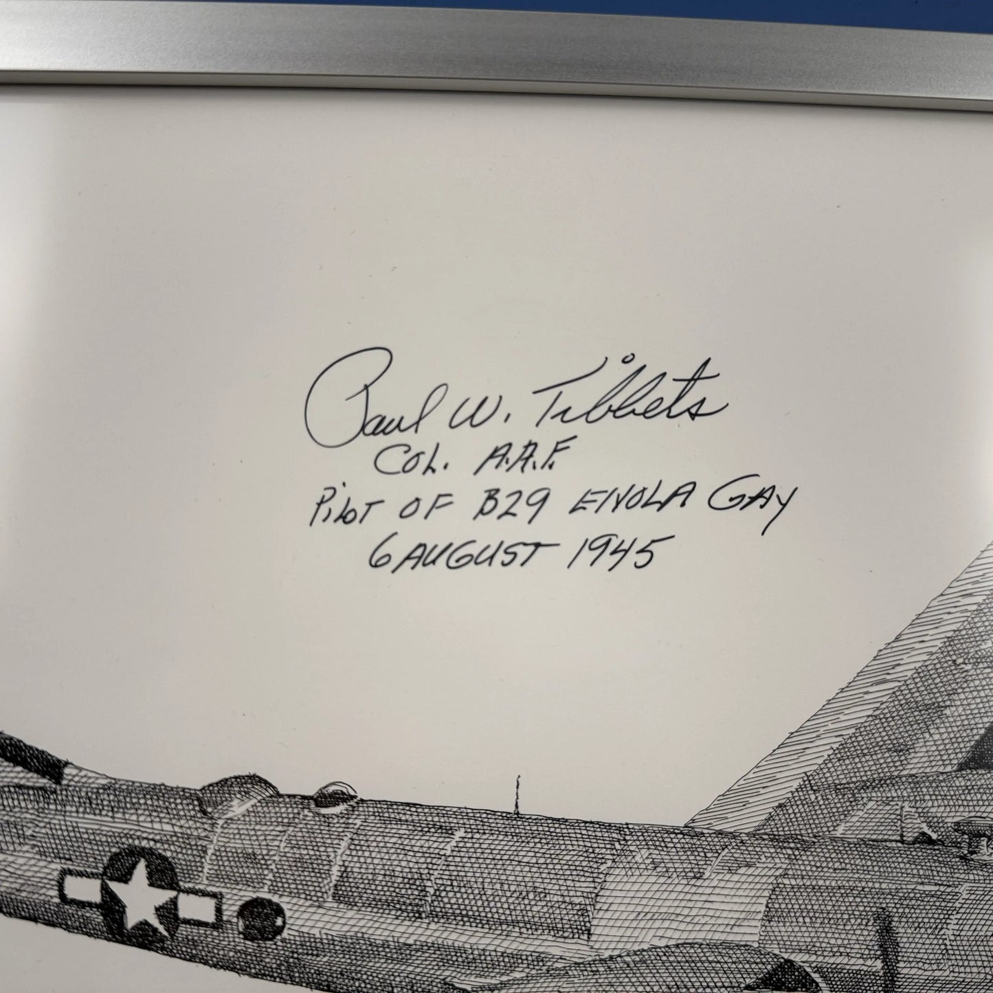 "Enola Gay" print signed individually by the crew — Hiroshima mission — Framed