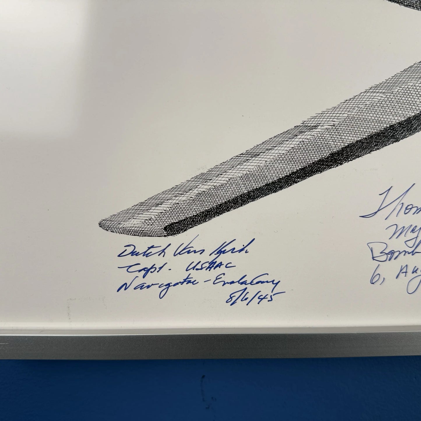 "Enola Gay" print signed individually by the crew — Hiroshima mission — Framed