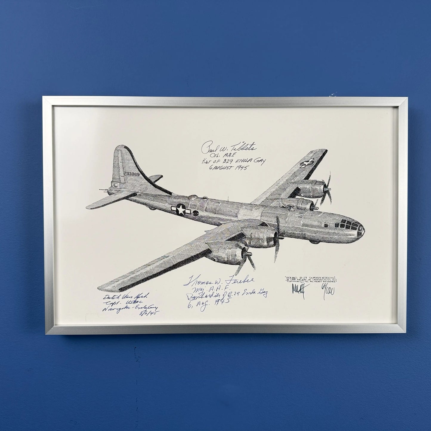 "Enola Gay" print signed individually by the crew — Hiroshima mission — Framed from The History List Store.