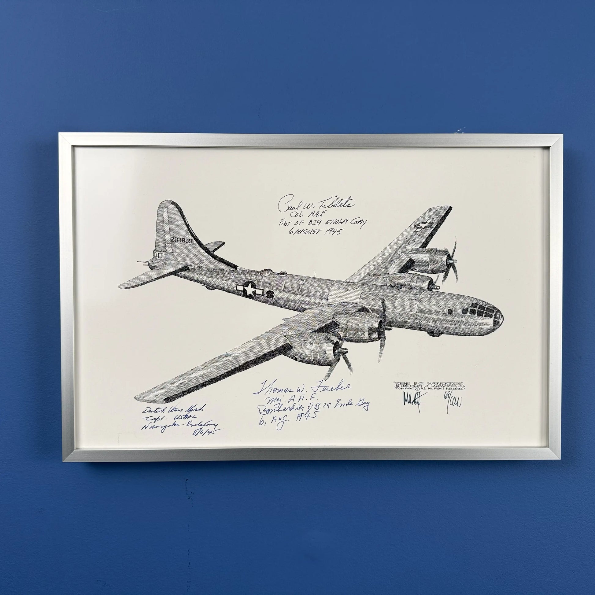 "Enola Gay" print signed individually by the crew — Hiroshima mission — Framed from The History List Store.