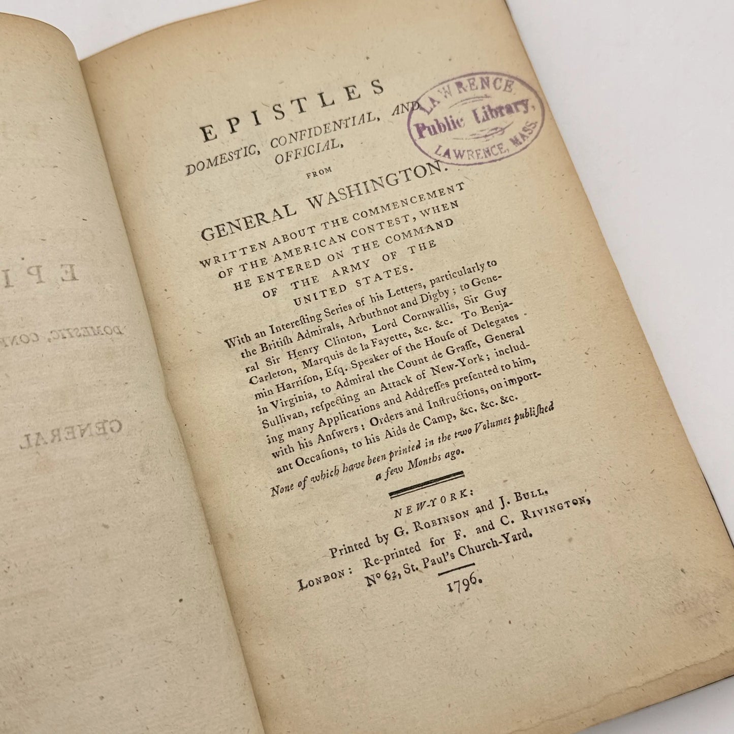 "Epistles Domestic, Confidential, and Official, from General Washington" — 1796