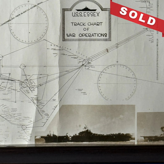 WWII USS Essex Aircraft Carrier Track Chart of War Operations in WWII