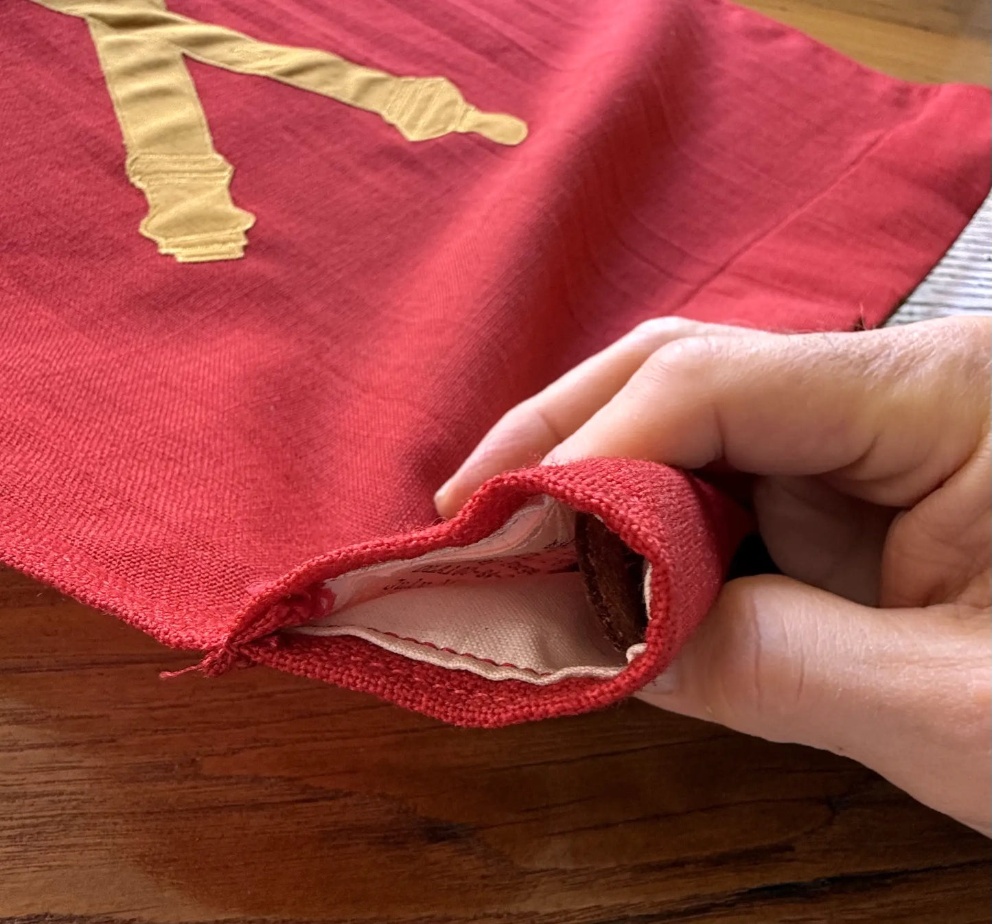 Guidon flag — Field artillery — Red with gold cannon — 20" x 28"