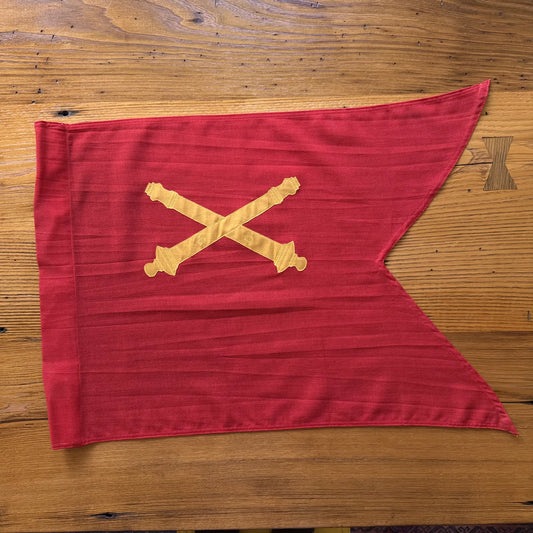 Guidon flag — Field artillery — Red with gold cannon — 20" x 28"