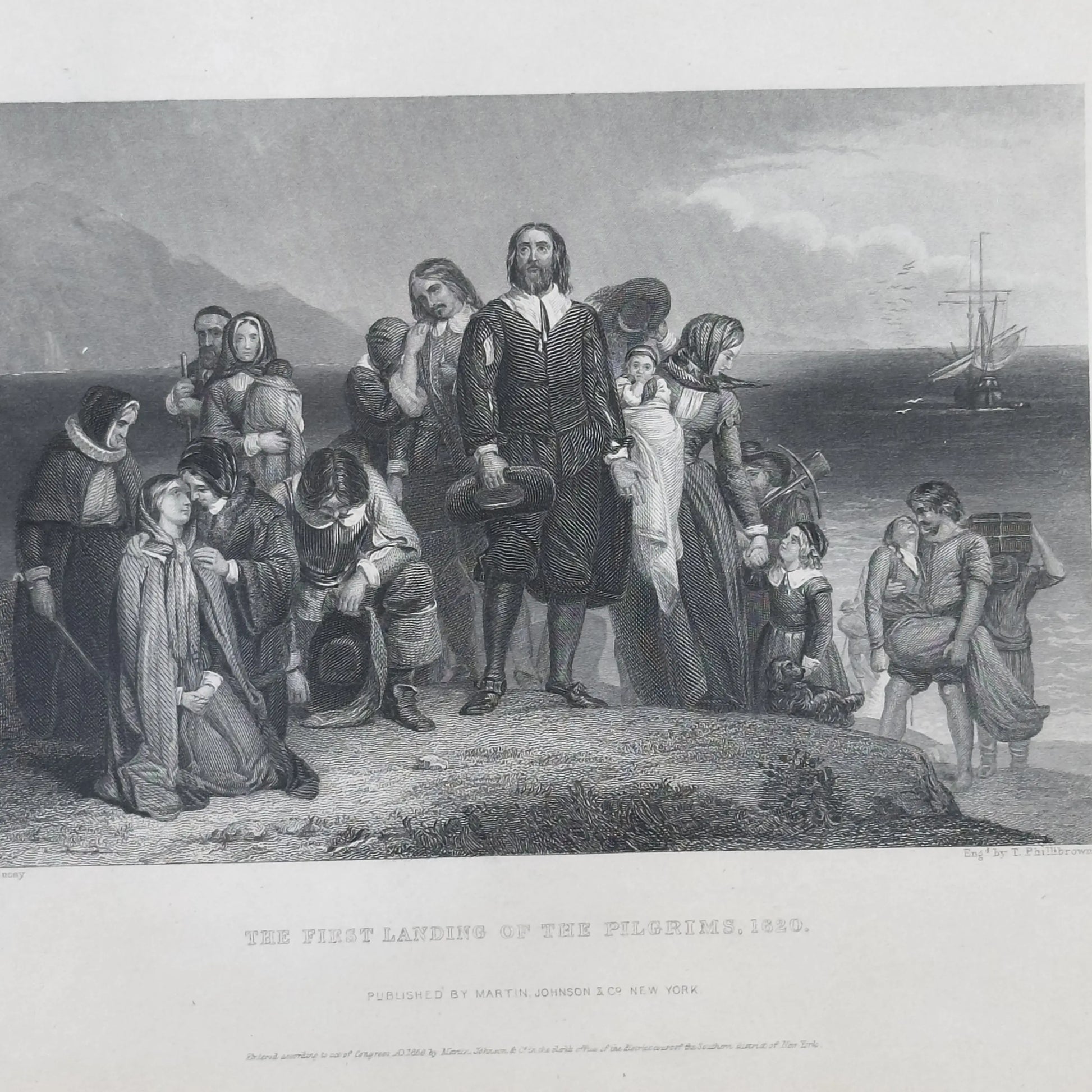 Framed print of 1856 "The First Landing of the Pilgrims" from The History List Store.