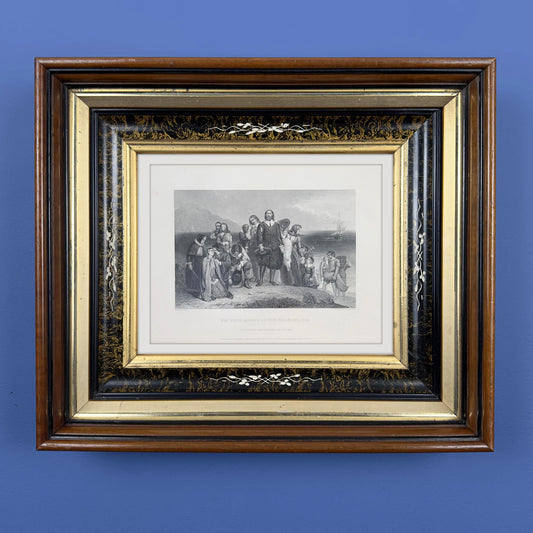 1856 "The First Landing of the Pilgrims" — In a beautiful, antique frame from The History List Store.