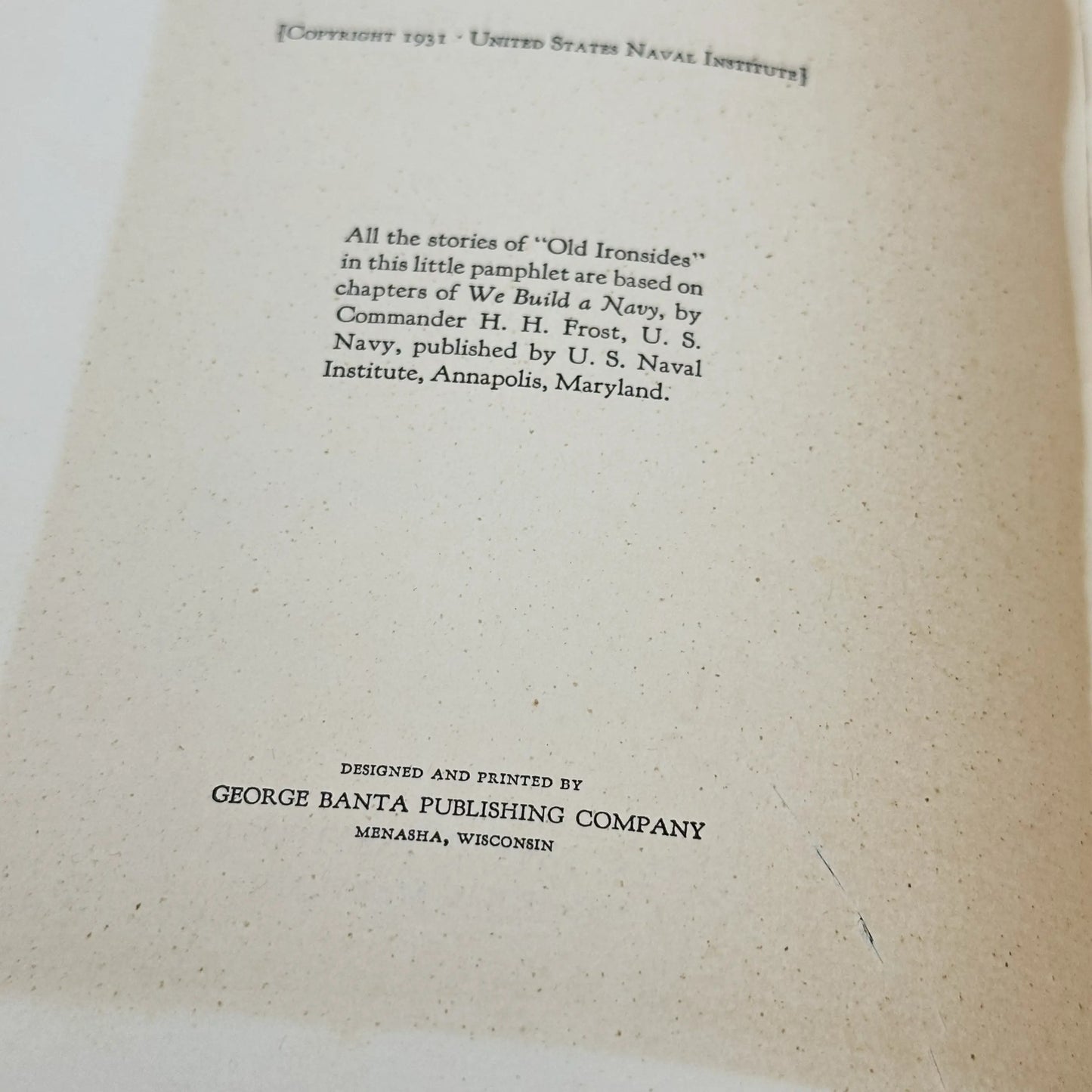 Four pamphlets about USS Constitution and the US Navy — Appear to be from the early 1900s