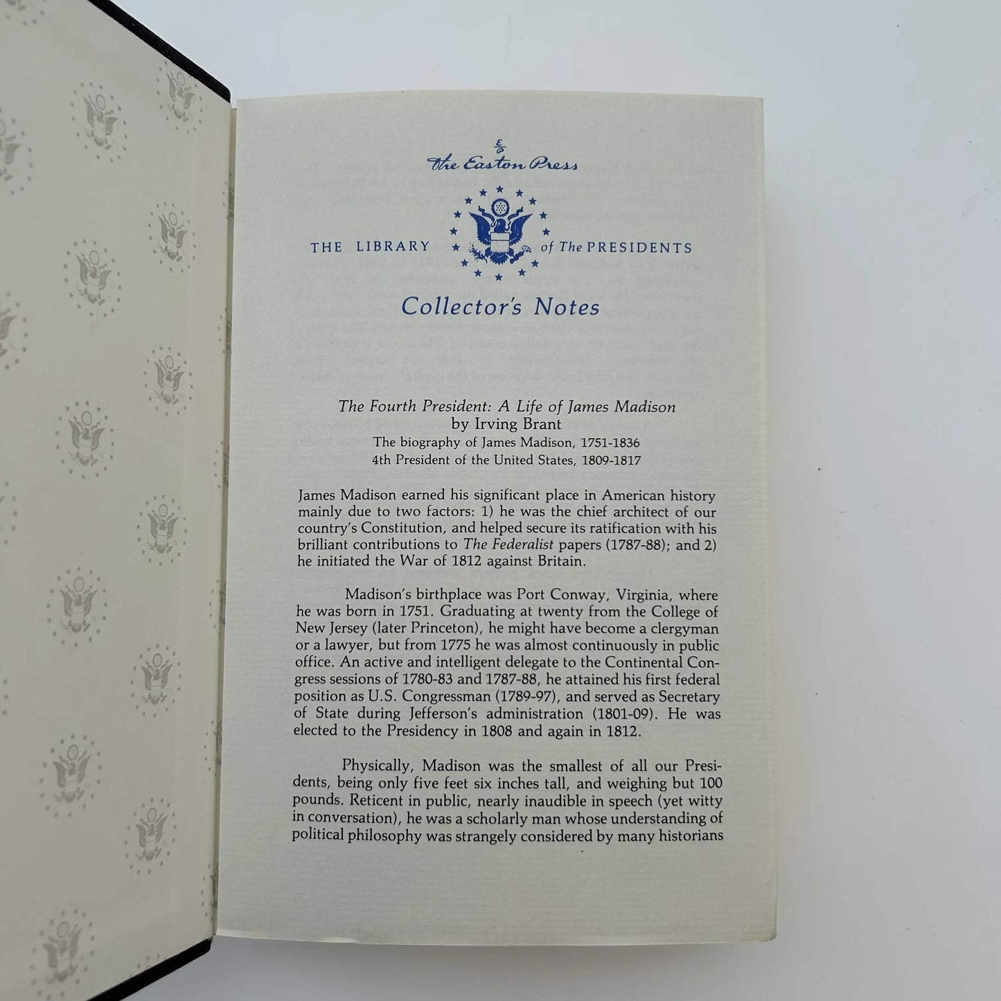 The Fourth President: A Life of James Madison - Irving Brant - Leather-bound, gilt-edged Easton Press edition 15