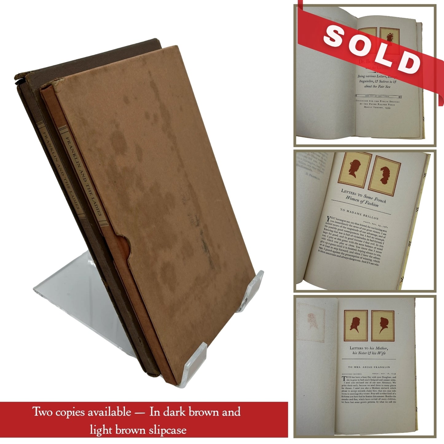 "Dr. Benj. Franklin and the Ladies: Being Various Letters, Essays, Bagatelles, & Satires to & About the Fair Sex" — Two available