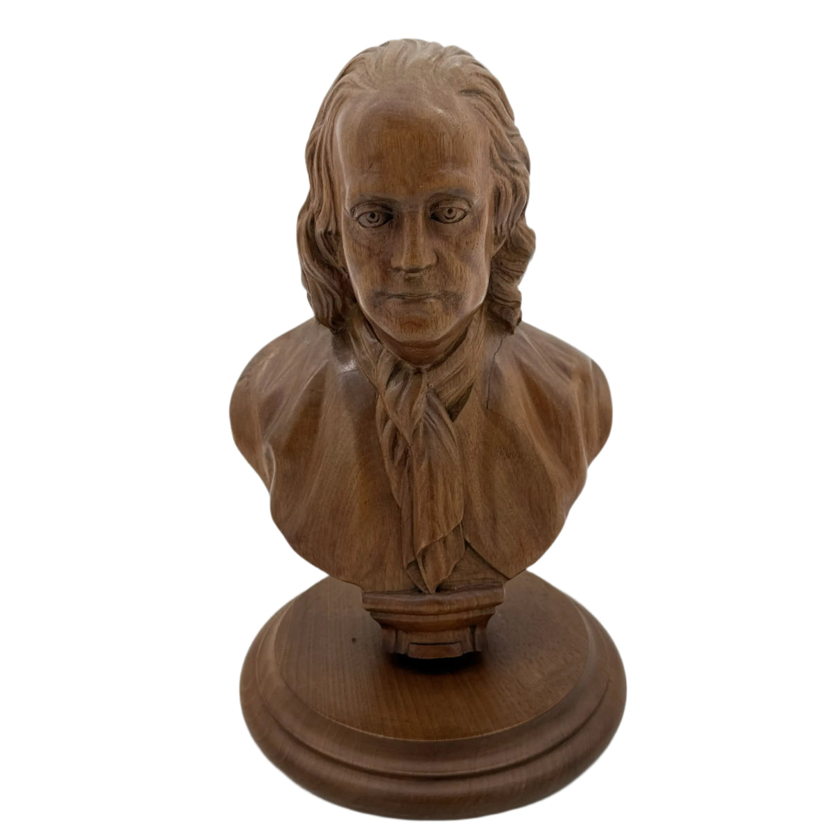 Wood carving bust of Franklin from The History List store