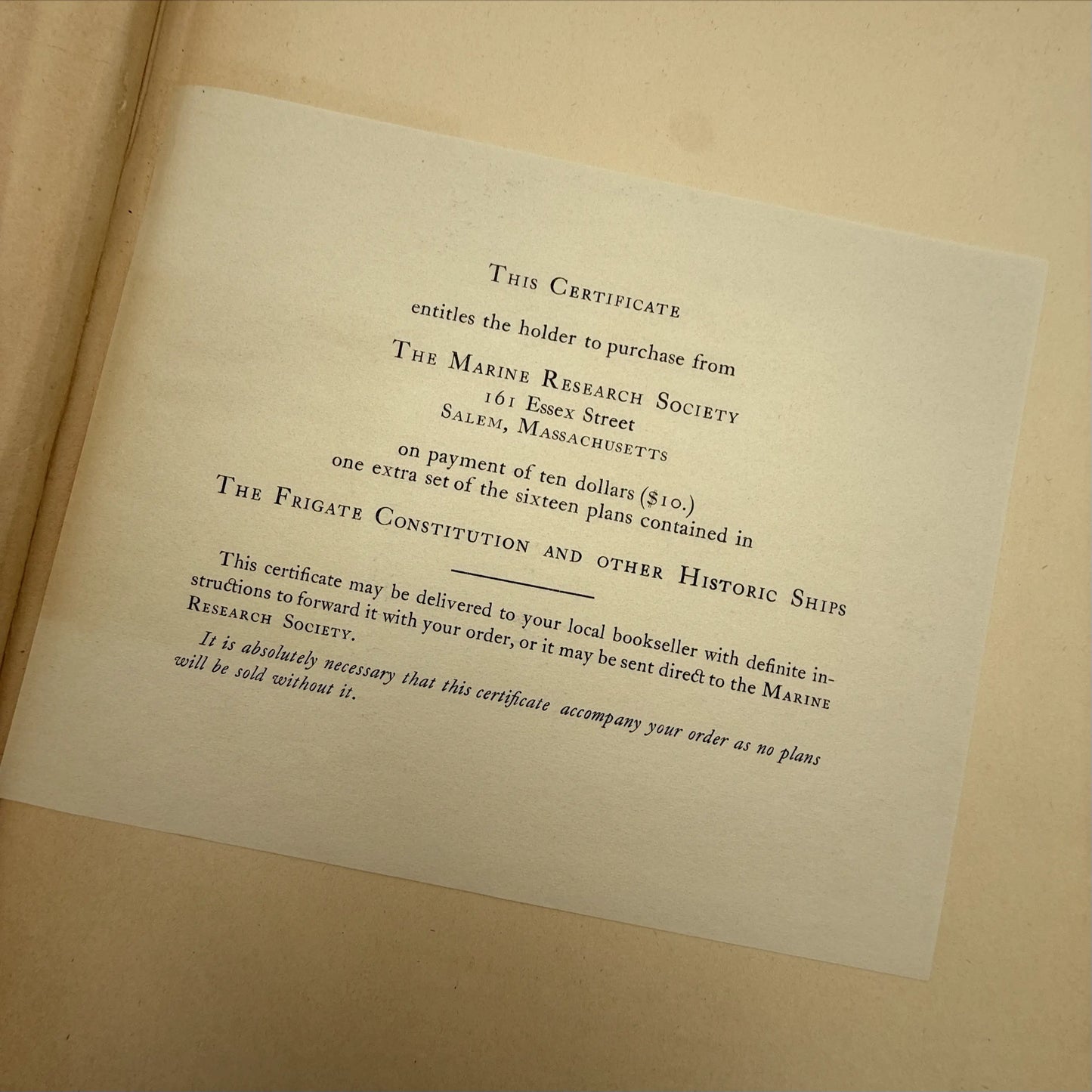 "The Frigate Constitution And Other Historic Ships" — No. 23 of 97 copies —  With wood from USS Constitution