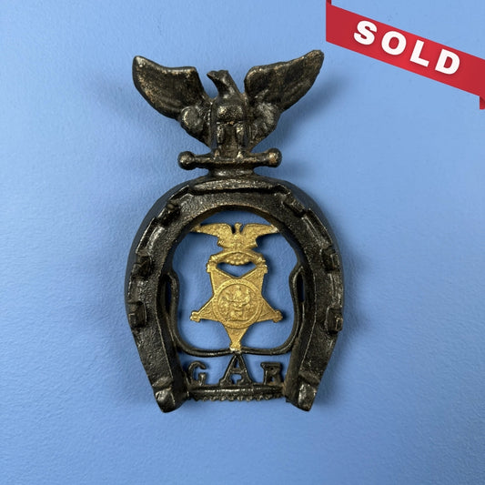 Grand Army of the Republic Cast Iron Horseshoe trivet with GAR Star and Eagle