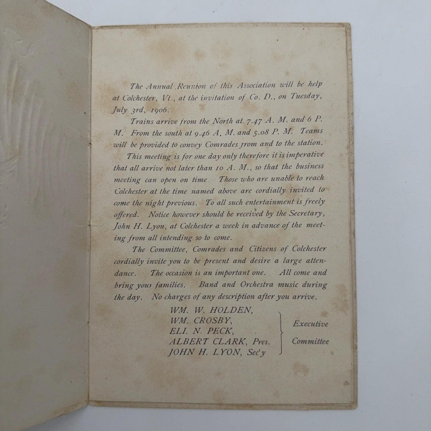 Civil War G.A.R. Reunion, Encampment, and Dinner Publications, along with some rosters