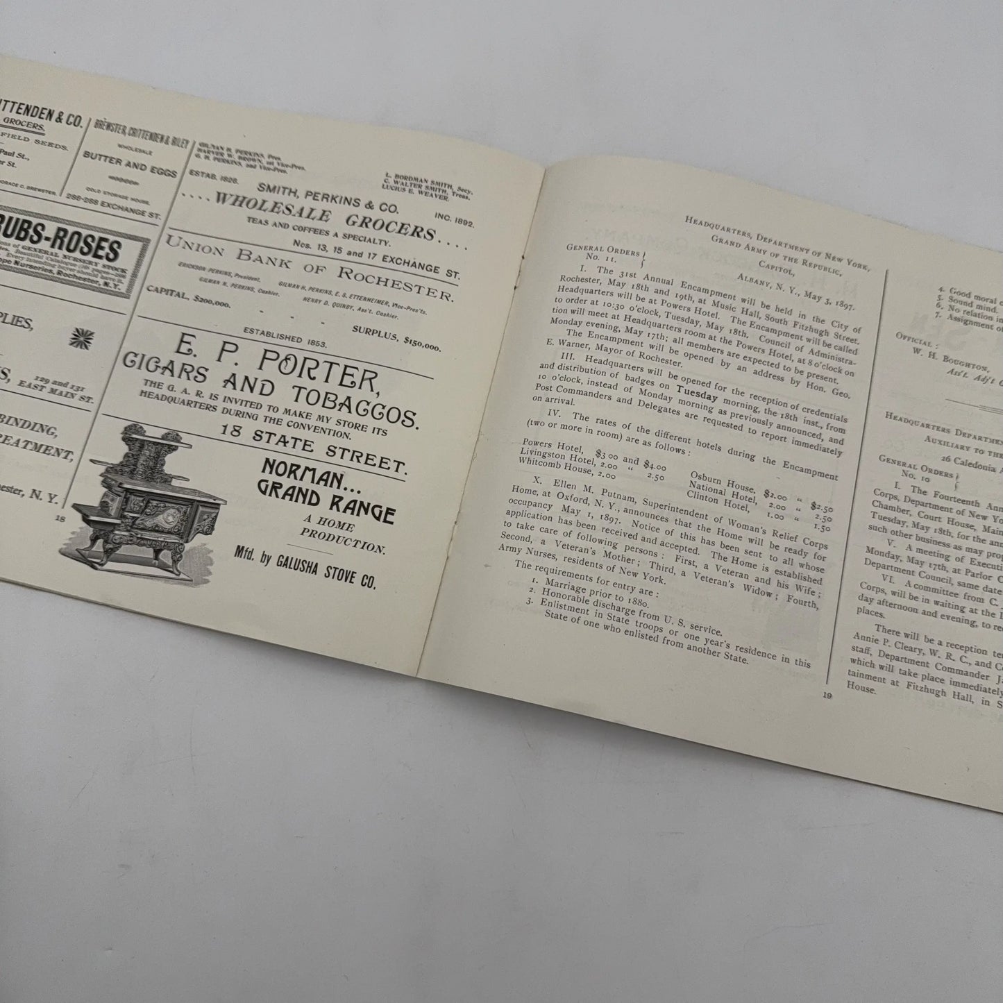 Civil War G.A.R. Reunion, Encampment, and Dinner Publications, along with some rosters