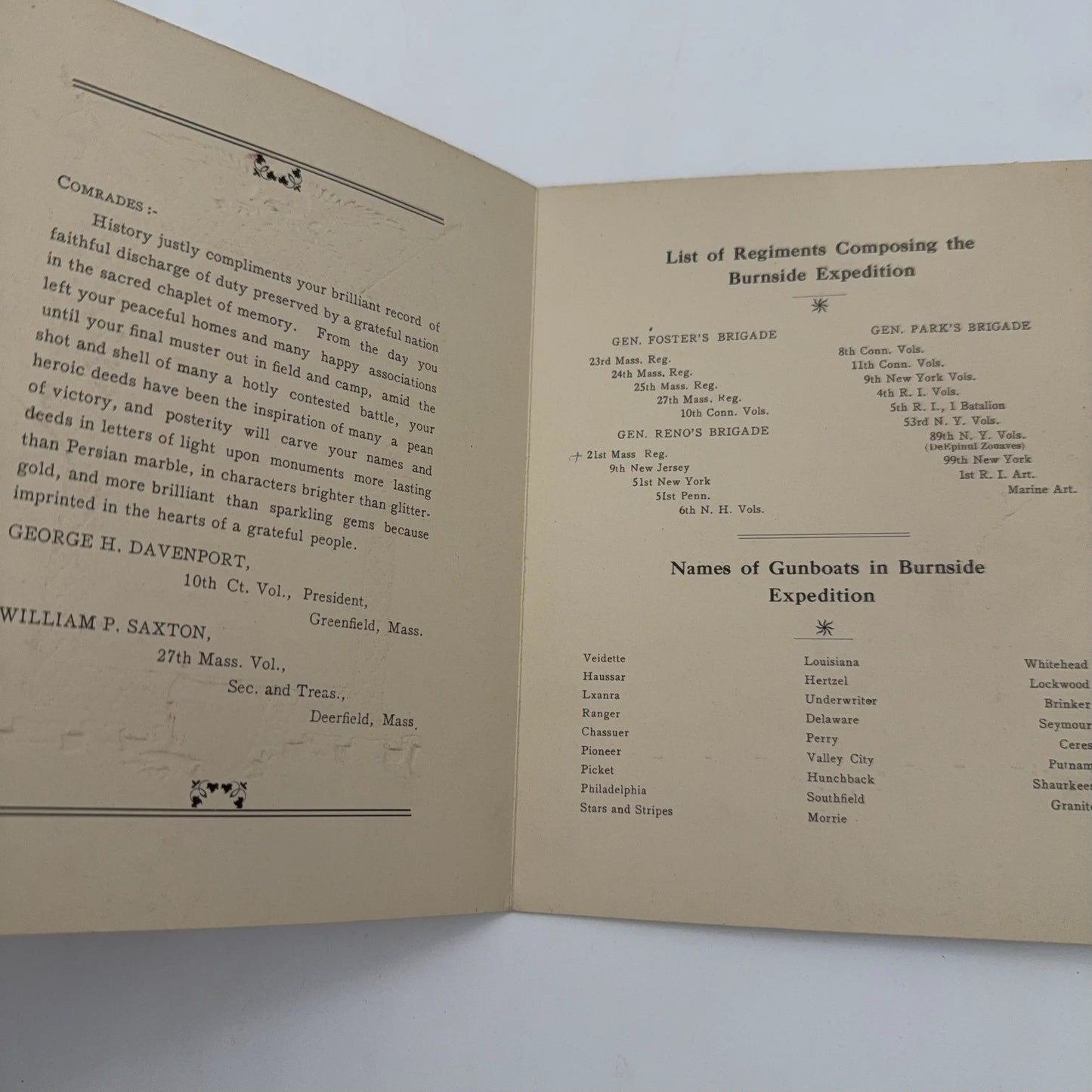 Civil War G.A.R. Reunion, Encampment, and Dinner Publications, along with some rosters