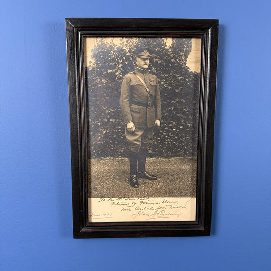 Gen. John "Blackjack" Pershing in full dress uniform — Signed, inscribed photo — Frame